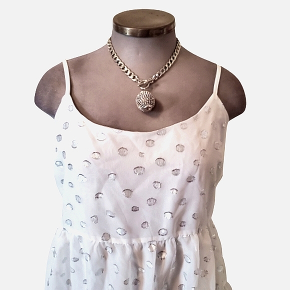 FLIRTY ☆ WHITE ORGANZA POLKA-DOT BABYDOLL DRESS ☆ 2x ☆ NWT - Picture 4 of 10